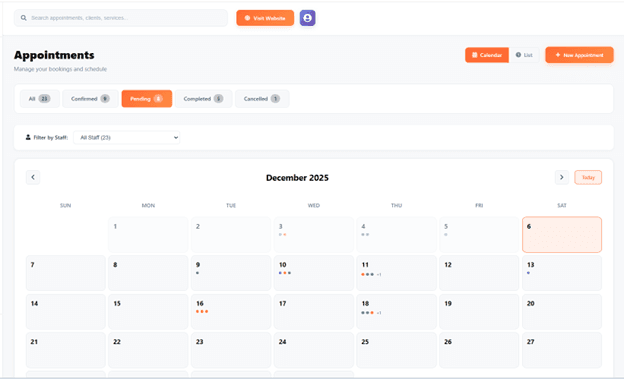 Clean InfinitBooking dashboard showing organized appointments and analytics